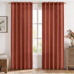MIULEE Curtains Burnt Orange Faux Linen 42 x 84 Textured Curtain Panel Pair NEW